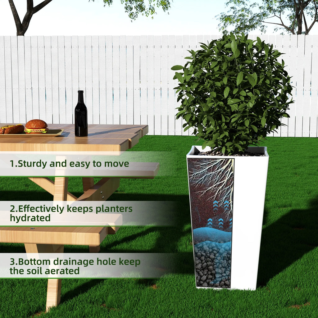 Elevate Your Space with Our Set of 2 Large 21-Inch White Planters - Perfect for Indoor and Outdoor Plants!