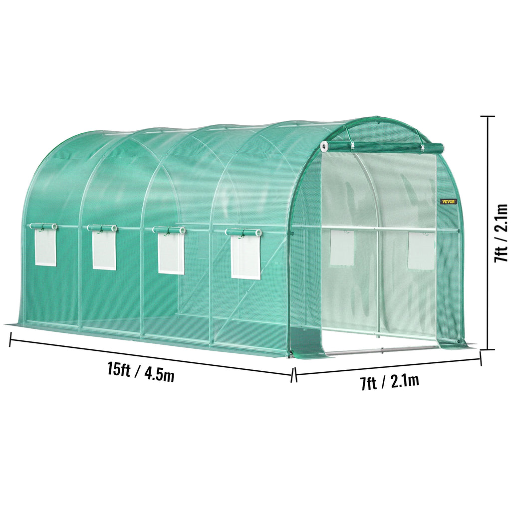 Premium  Walk-In Tunnel Greenhouse with Galvanized Frame & Waterproof Cover - Available in Multiple Sizes (15x7x7, 10x7x7, 20x10x7, 12x7x7 Ft) for Optimal Plant Growth