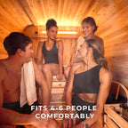 Lennon Traditional Cedar Outdoor Cube Sauna for 4-6 Persons with Porch, Electric Heater, Sauna Rocks, Dry Heat and Steam Options, LED Lighting, Wi-Fi Control, and Accessories