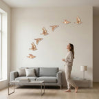 Set of 3 Bird Wall Sculptures - Modern 3D Art Decor for Living Room and Home, Golden Wall Accents and Gallery Art