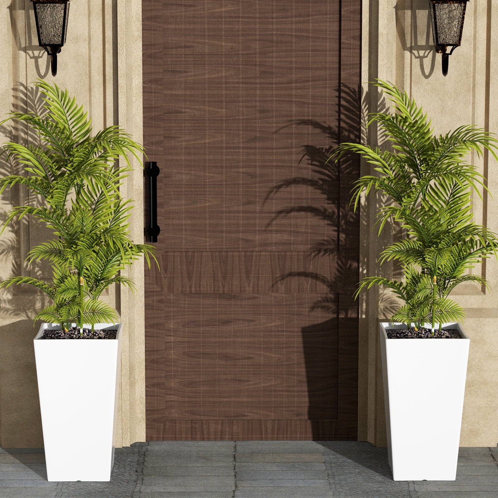 Elevate Your Space with Our Set of 2 Large 21-Inch White Planters - Perfect for Indoor and Outdoor Plants!