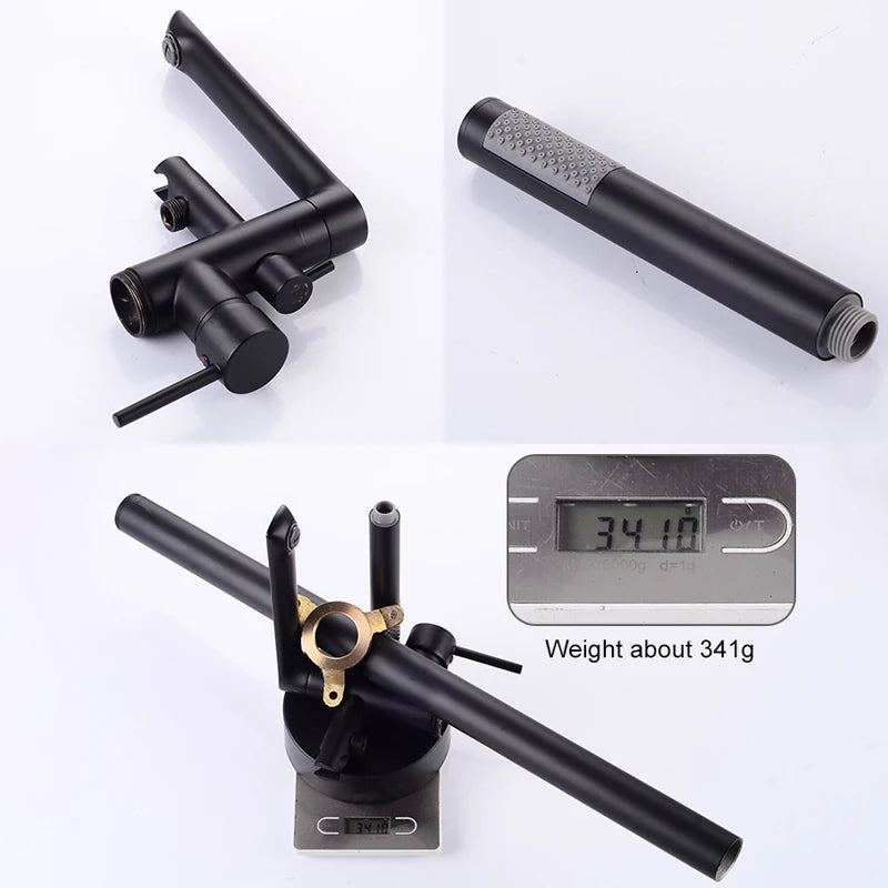 ELLEN Floor Standing Bathtub Faucets with Hand Shower Hot Cold Bath Tub Black Bath Faucet Water Mixer Tap Crane ELS2010