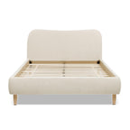 Queen Upholstered Platform Bed With Oatmeal Chenille