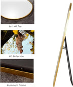 58x18 Inches Arched Full Length Mirror Aluminum Frame Gold