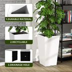 Elevate Your Space with Our Set of 2 Large 21-Inch White Planters - Perfect for Indoor and Outdoor Plants!