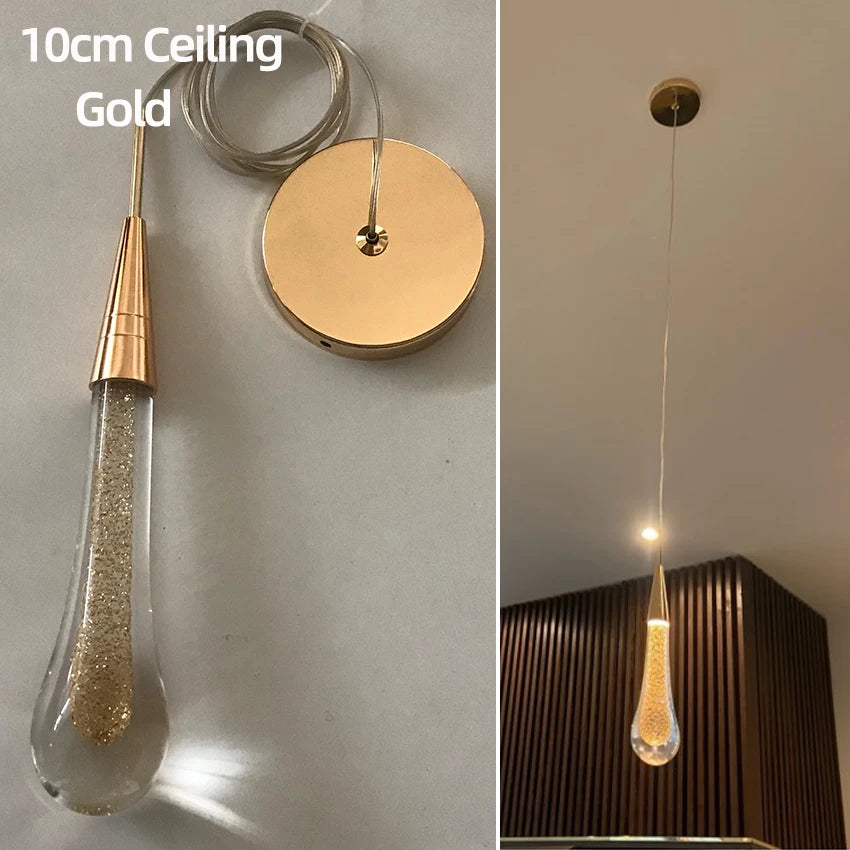 Customizable Post-Modern Crystal Glass Led Pendant Lights Hanglamp Drop Light Restaurant Bar Pendant Lamp Staircase Lamps
