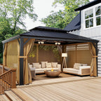 Twelve By Sixteen Ft Premium Double Roof Gazebo Dark Gray