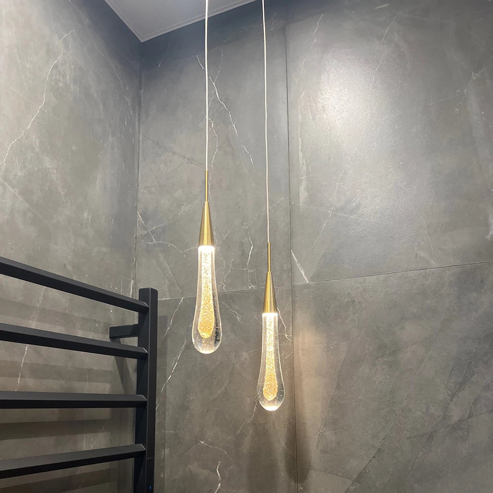 Customizable Post-Modern Crystal Glass Led Pendant Lights Hanglamp Drop Light Restaurant Bar Pendant Lamp Staircase Lamps