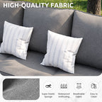 Aluminum Patio Furniture,Outdoor Metal Sectional Sofa with Table and Waterproof Covers,White Modern Patio Furniture Set for Garden Backyard