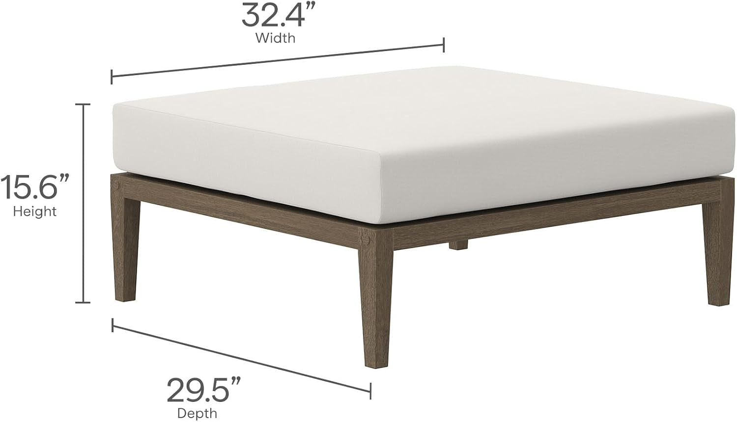 Northlake 5-Piece Outdoor Furniture Set in Weathered Gray White - Teak Wood Patio Conversation Set with Loveseat, Two Armchairs, Ottoman, and Side Table