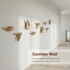 Set of 3 Bird Wall Sculptures - Modern 3D Art Decor for Living Room and Home, Golden Wall Accents and Gallery Art