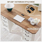 59 Victorian Farmhouse Executive Desk Antique White