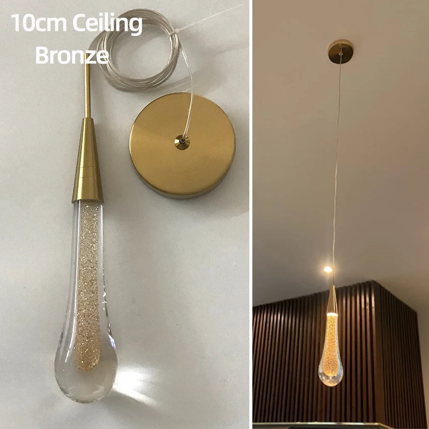 Customizable Post-Modern Crystal Glass Led Pendant Lights Hanglamp Drop Light Restaurant Bar Pendant Lamp Staircase Lamps