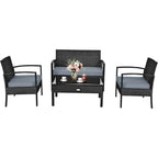 HW63756 4PCS Patio Rattan Furniture Set Garden Deck