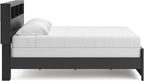King Bed Frame With Bookcase Headboard Warm Gray Matte Black