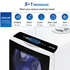 Portable Countertop Dishwasher with 5-Liter Built-In Water Tank and Air-Dry Function, 5 Washing Programs Mini Dishwasher, AE-TDQR03