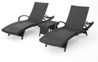 Salem Outdoor Chaise Lounge Set with Wicker Side Table, 2-Piece, Grey