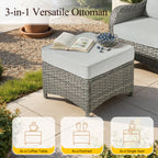 7 -Piece Wicker Patio Sofa Conversation Set with Gray Cushions