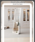 56" x 20" Dimmable LED Full-Length Mirror | Lighted Floor & Wall Mirror
