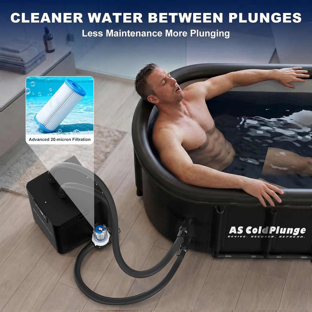 Professional Ice Bath Chiller and Tub Kit, 1/3HP Chiller with External Pump and Filter, XXL 148-Gallon Enhanced Ice Bath for Cold Therapy Recovery