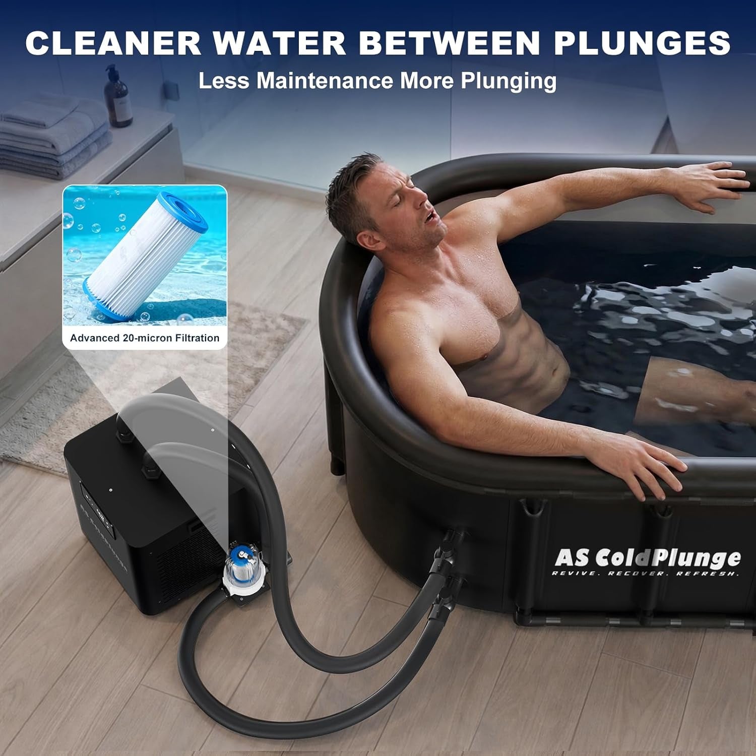Professional Ice Bath Chiller and Tub Kit, 1/3HP Chiller with External Pump and Filter, XXL 148-Gallon Enhanced Ice Bath for Cold Therapy Recovery