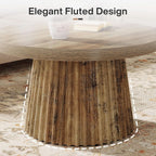 Solid Walnut Round Coffee Table 31.5 Inches Drum Base
