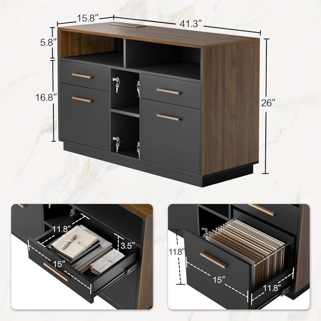e 71-Inch Electric Standing Desk with Lockable Cabinets & Mobile File Storage