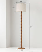 Rustic Floor Lamp 62Inch Walnut Linen Textured Shade
