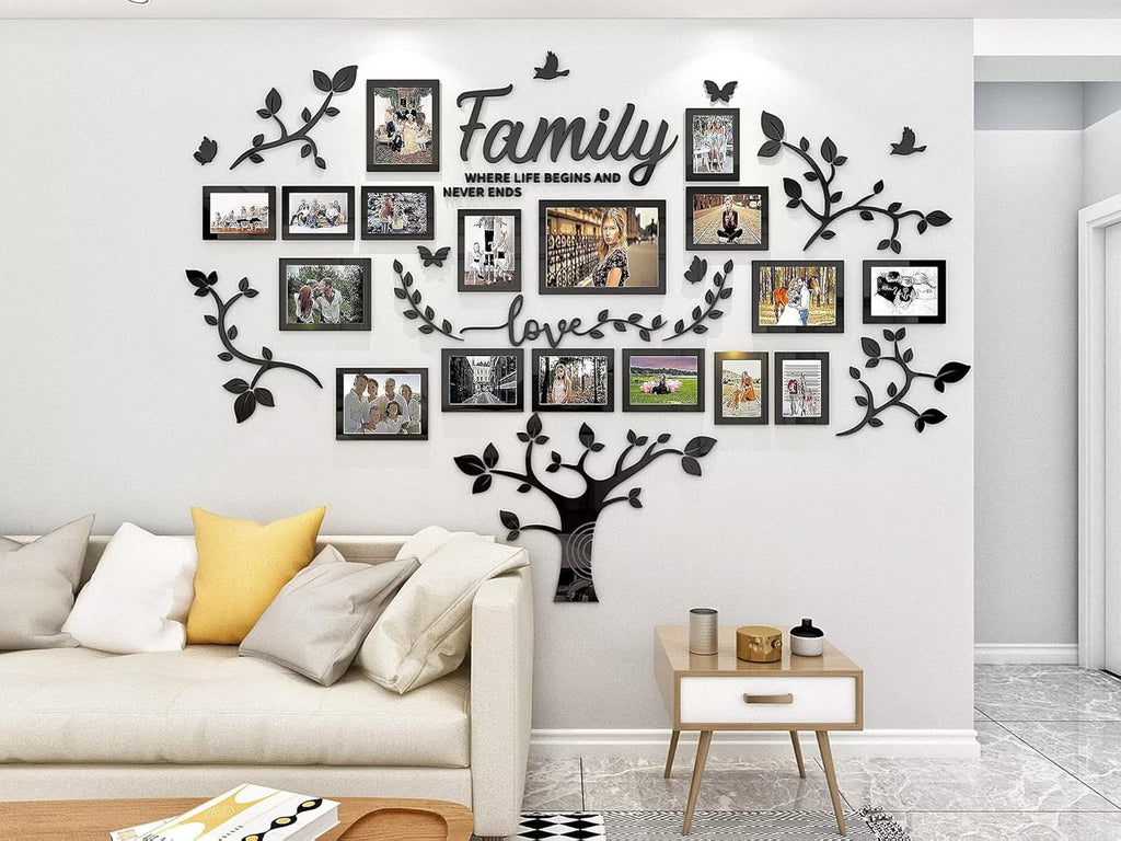 3D Family Tree Wall Decor Sticker - DIY Collage Picture Frames for Living Room Decoration