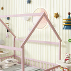 Pink Full Size Montessori Floor Bed Solid Wood Frame