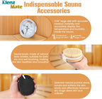 Sauna Accessories Kit - 6-Piece Set with Handmade Wooden Bucket and Ladle, 1 Gallon Capacity, Thermometer, Hygrometer, Hourglass Timer, Sauna Brush, and Pumice Stone for Home Use