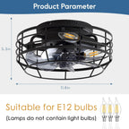 Caged Ceiling Fan With Vintage Industrial Lighting