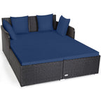 Luxurious Navy Rattan Outdoor Daybed with Cushions - Perfect for Relaxation and Style