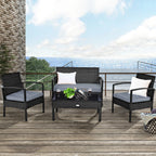 HW63756 4PCS Patio Rattan Furniture Set Garden Deck