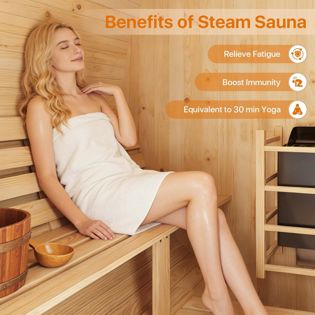 Outdoor Traditional Barrel Sauna for 4-6 Persons with 220V 6KW Electric Heater and Sauna Stones