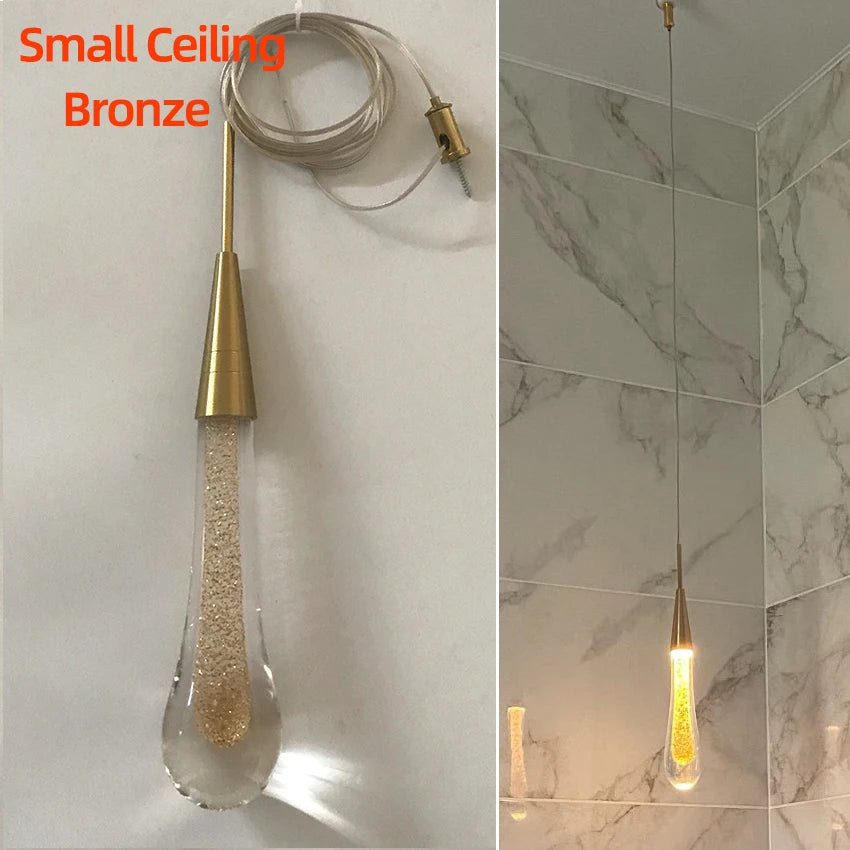 Customizable Post-Modern Crystal Glass Led Pendant Lights Hanglamp Drop Light Restaurant Bar Pendant Lamp Staircase Lamps
