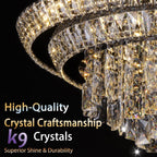 24in Crystal Chandelier Flush Mount Remote Control
