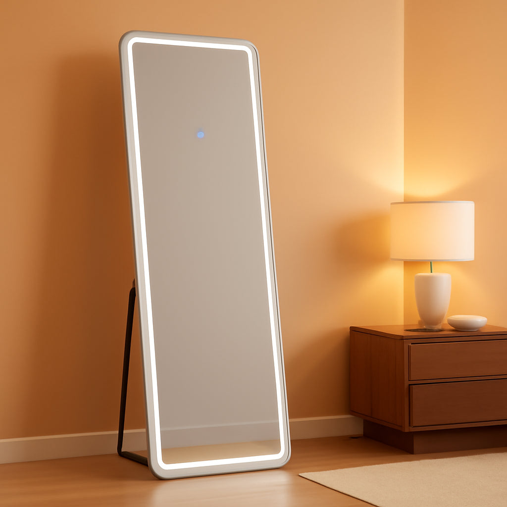 56" x 20" Dimmable LED Full-Length Mirror | Lighted Floor & Wall Mirror
