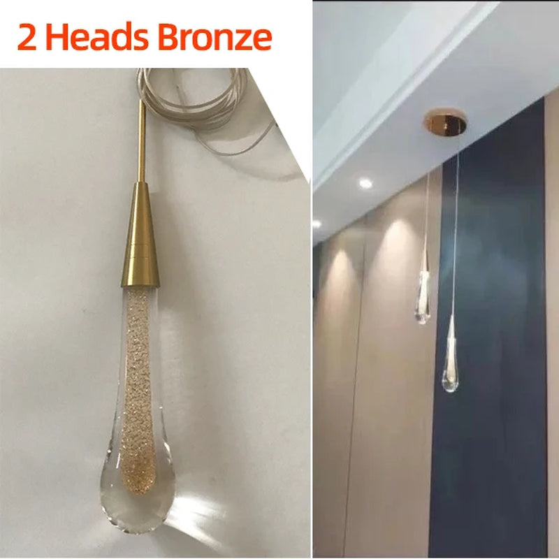 Customizable Post-Modern Crystal Glass Led Pendant Lights Hanglamp Drop Light Restaurant Bar Pendant Lamp Staircase Lamps