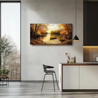 Gold Autumn Landscape Canvas Decor Wall Art 29x57 Inches