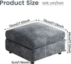 Blue Grey Upholstered Storage Ottoman For Sectional