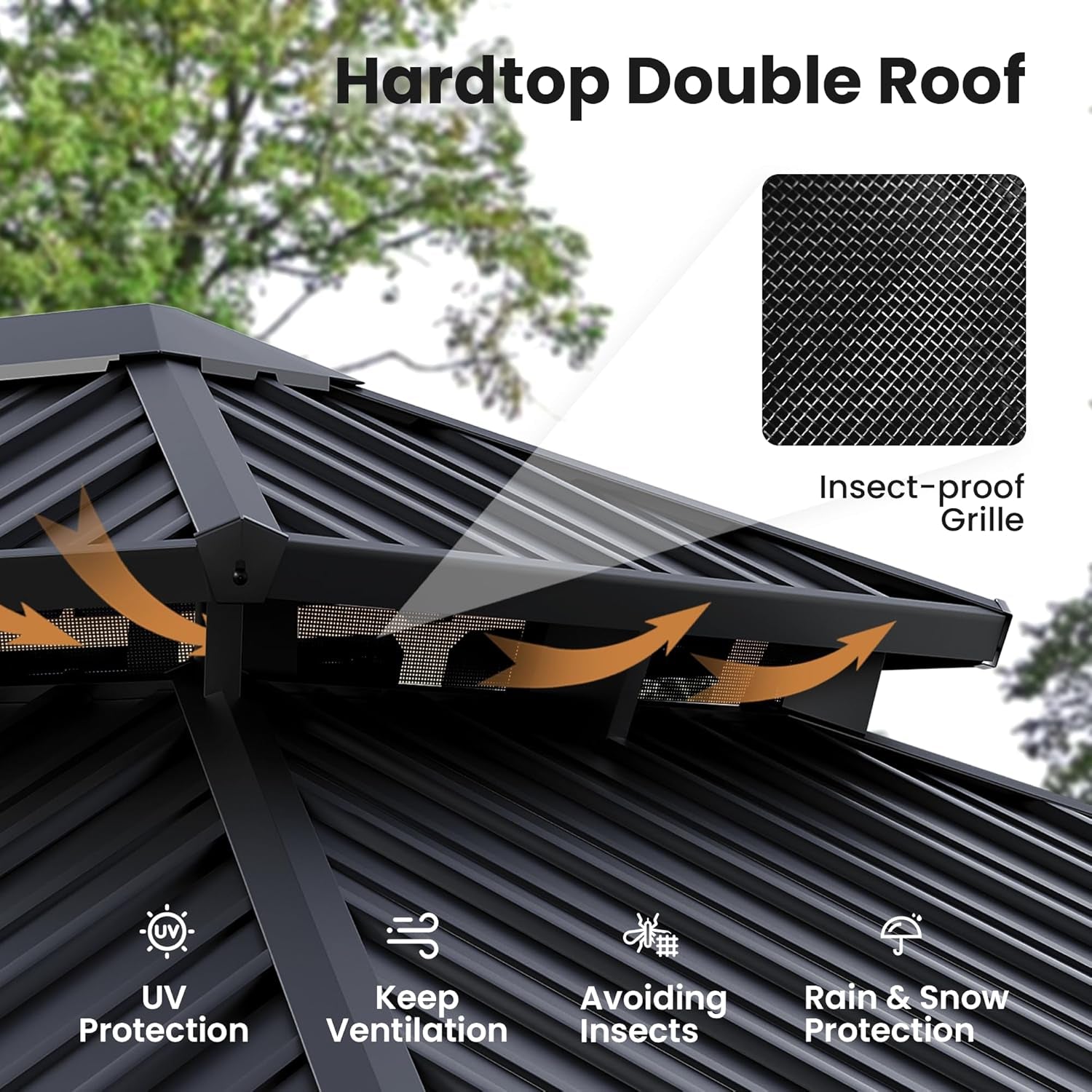 Twelve By Sixteen Ft Premium Double Roof Gazebo Dark Gray
