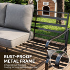 Aluminum Patio Furniture,Outdoor Metal Sectional Sofa with Table and Waterproof Covers,White Modern Patio Furniture Set for Garden Backyard