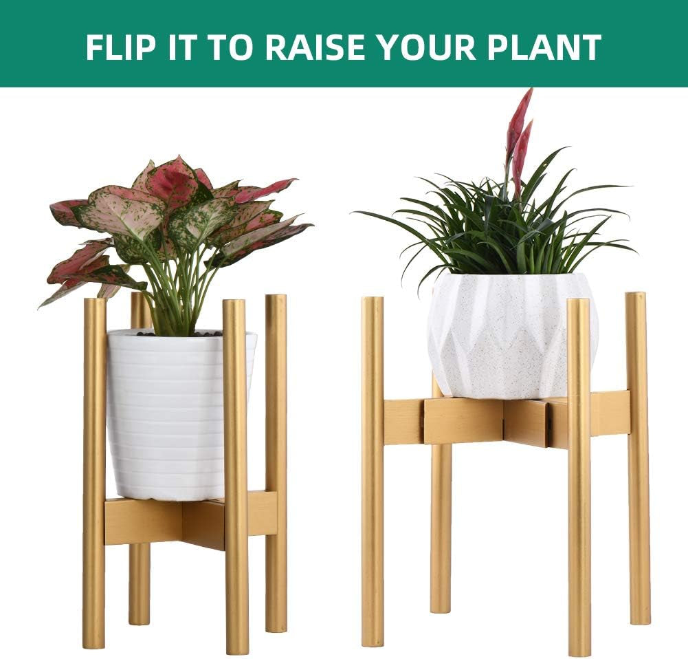 Plant Stand Pack of 2, Stackable&Adjustable Plant Stands Indoor, 2 Tier Indoor Plant Stand Tall 30'' (Gold)