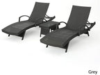 Salem Outdoor Chaise Lounge Set with Wicker Side Table, 2-Piece, Grey