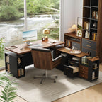 e 71-Inch Electric Standing Desk with Lockable Cabinets & Mobile File Storage