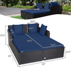 Luxurious Navy Rattan Outdoor Daybed with Cushions - Perfect for Relaxation and Style