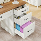 White Forty SevenInch Handcrafted Solid Wood Executive Desk