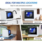 Portable Countertop Dishwasher with 5-Liter Built-In Water Tank and Air-Dry Function, 5 Washing Programs Mini Dishwasher, AE-TDQR03