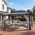 10X12 Ft Aluminum Gazebo Featuring Polycarbonate Roof